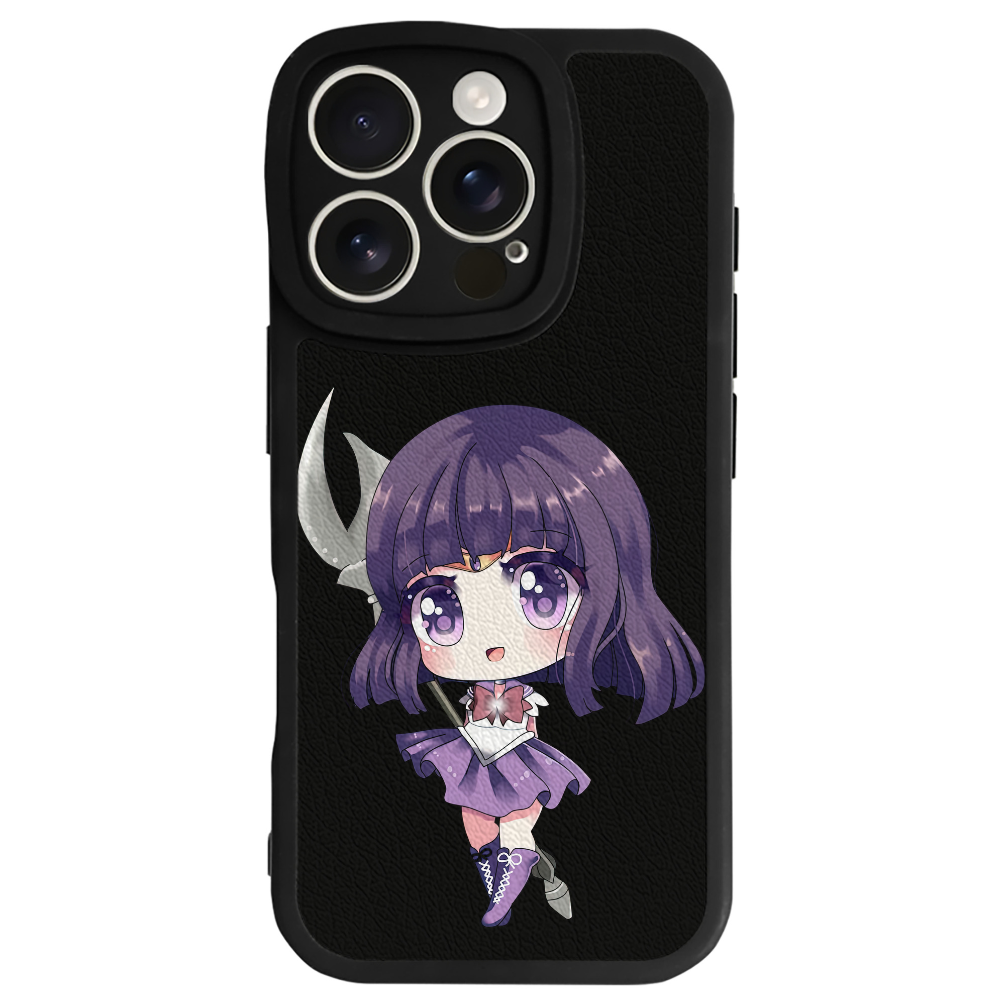 （画像用） 美少女戦士セーラームーン 土萠ほたる Sailor Moon Tomoe Hotaru （セーラーサターン；Sailor Saturn） 【iPhone 16シリーズ対応】シリコンスマホケース（レザー調） 材質：シリコン